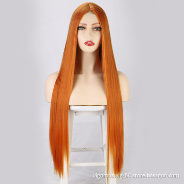 30inch Long Synthetic Hair Real Natural For Women Soft Smooth Tangle-Free Straight Lace Wig Elastic Strap Comfort Adjustable Hat